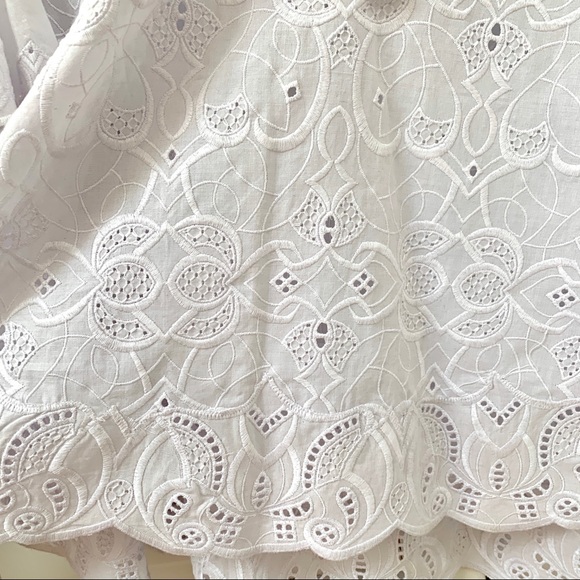 Jonathan Simkhai V-Neck White Crochet Flutter Sleeve Top - Picture 11 of 16